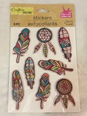 Multicolor Dreamcatcher & Feather Stickers - 8pc